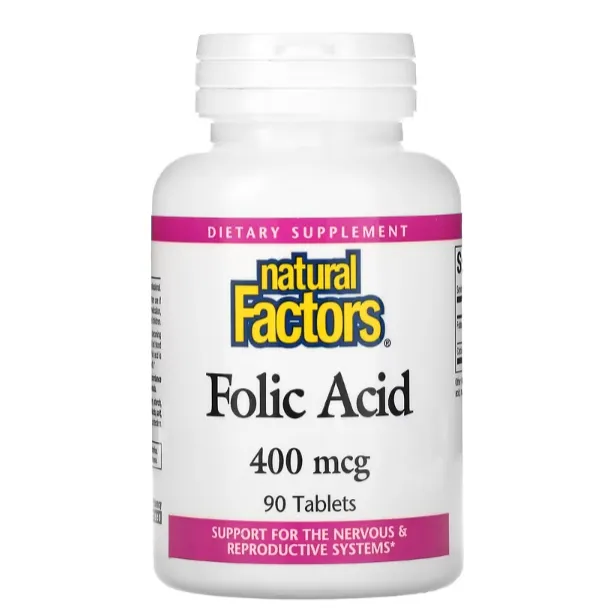 Фолиевая кислота Natural Factors 400 мкг в таблетках 90 шт.