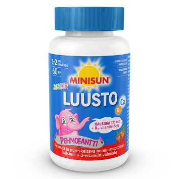 Кальций + витамин D для детей Minisun Luusto Pehmofantti Junior в таблетках с клубничным вкусом 60 шт.