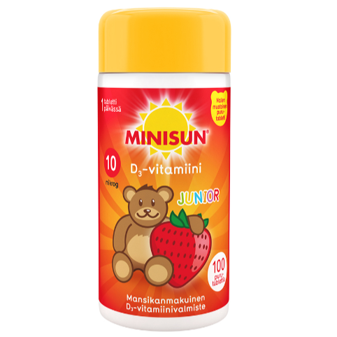 Витамин D3 Minisun 10 мкг в таблетках со вкусом клубники 100 шт.
