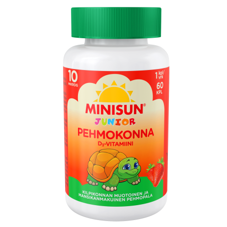 Витамин D3 Minisun Pehmokonna Junior 10 мкг в таблетках со вкусом клубники 60 шт.