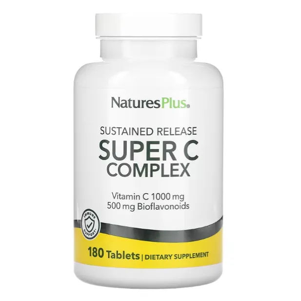 Комплекс витаминов Super C пролонгированного действия Natures Plus для укрепления иммунитета в таблетках 180 шт.