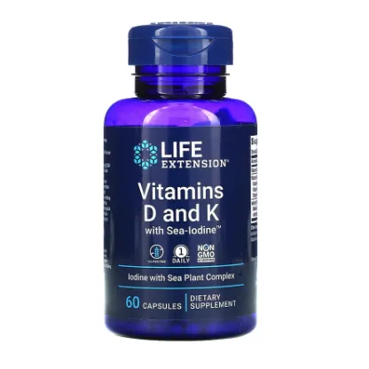 Витамины D, K и морской йод Life Extension в капсулах 60 шт.