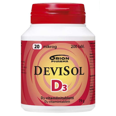 Витамин D3 DeviSol 20 мкг в таблетках с фруктово - цитрусовым вкусом 200 шт.