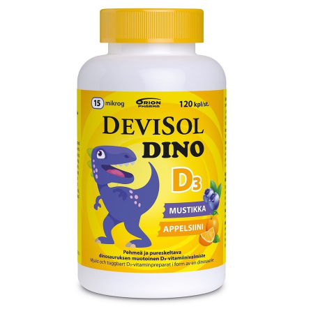 Витамин D3 DeviSol Dino 15 мкг в капсулах со вкусом апельсина и черники 120 шт.