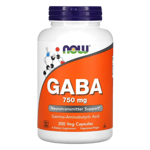 ГАМК (GABA) с витамином B6 Now Foods 750 мг в капсулах 200 шт.