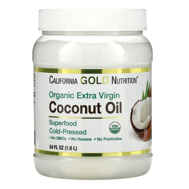 Органическое кокосовое масло первого холодного отжима California Gold Nutrition 1,6 л