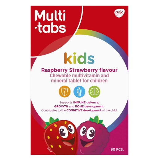 Мультивитамины для детей Multi-tabs Kids в таблетках с малиново - клубничным вкусом 90 шт.