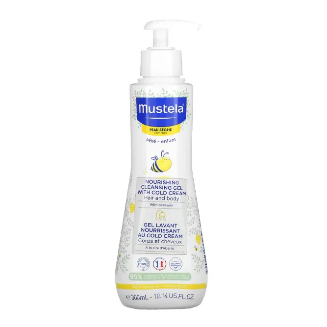 Детский гель для купания Mustela Baby питательный для сухой кожи с кольдкремом и органическим пчелиным воском 300 мл