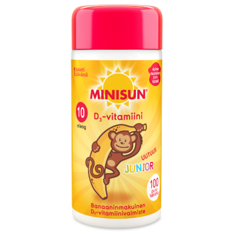 Витамин D3 Minisun 10 мкг в таблетках со вкусом банана 100 шт.