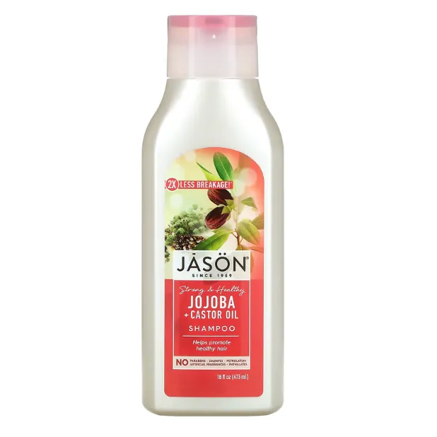 Шампунь для стимуляции роста волос Jason Natural Strong and Healthy с касторовым маслом и жожоба 473 мл