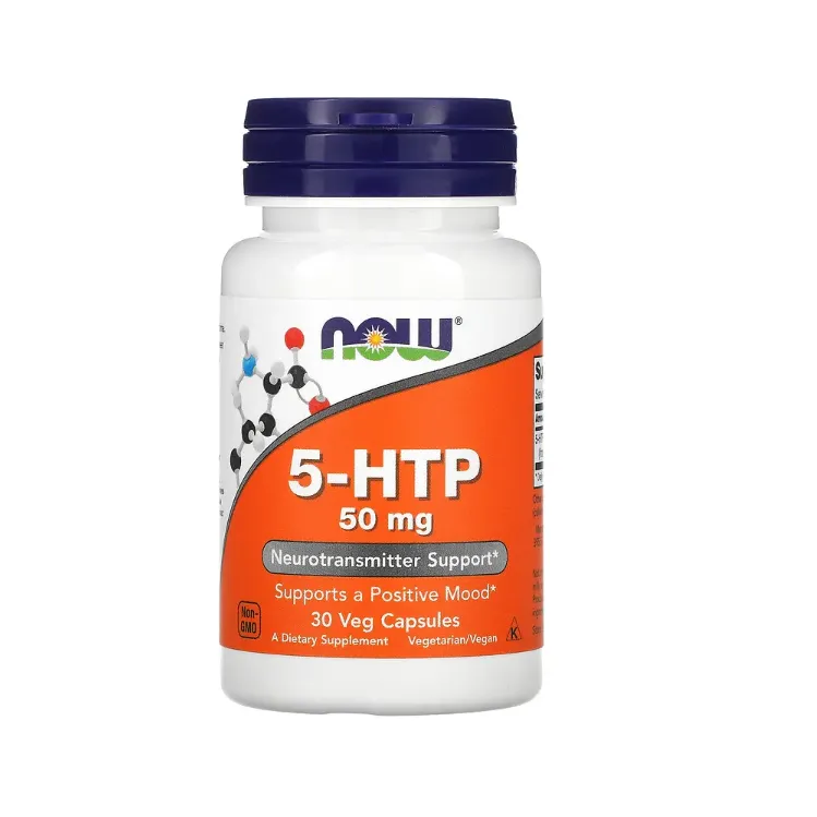 NOW Foods, 5-HTP, 50 мг, 30 растительных капсул 5-гидрокситриптофан купить средство от дипрессии 5 штп из магазина iherb с доставкой в россию