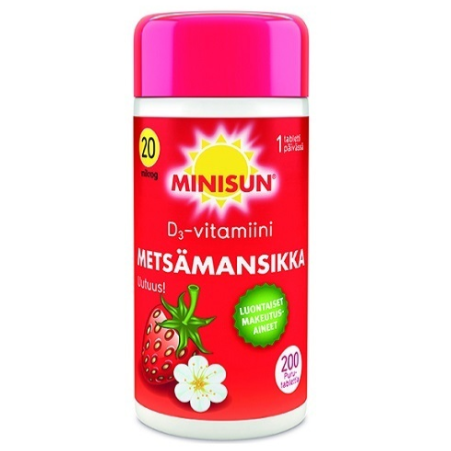 Витамин D3 Minisun 20 мкг в таблетках с земляничным вкусом 200 шт.