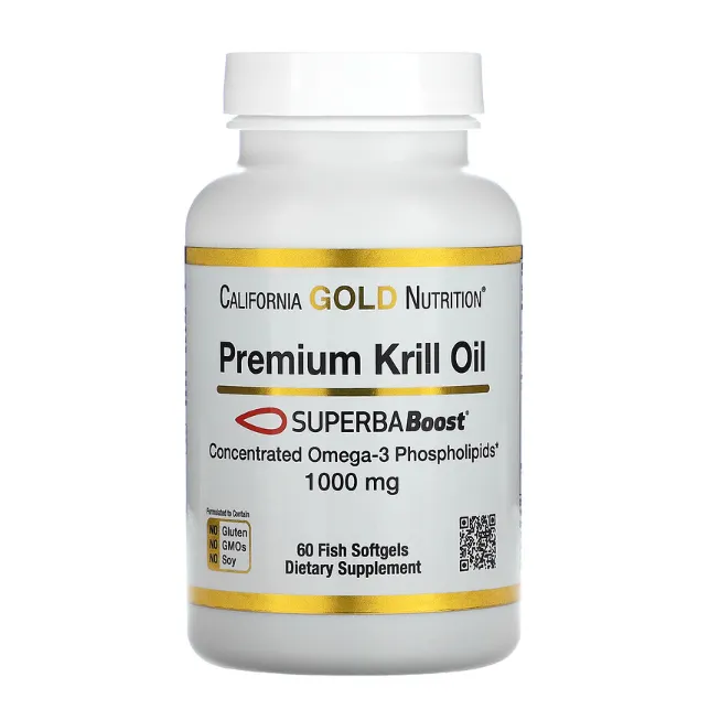 Масло криля высшего качества SUPERBA Boost California Gold Nutrition 1000 мг в капсулах 60 шт.