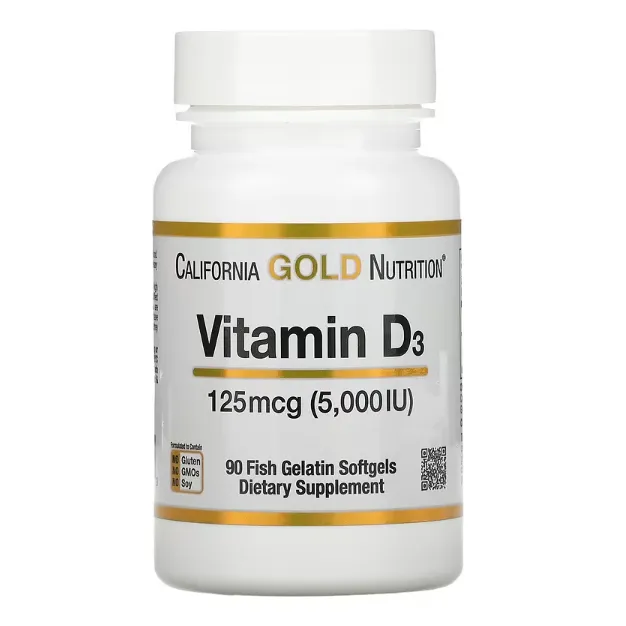 Витамин D3 California Gold Nutrition 125 мкг в капсулах 90 шт.