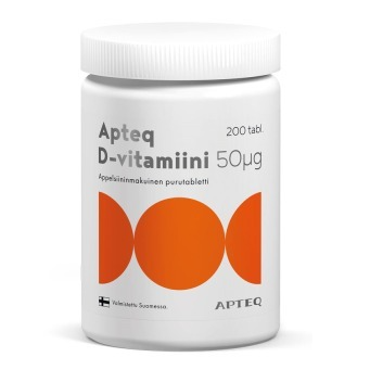 Витамин D3 Apteq 50 мкг в таблетках со вкусом апельсина 200 шт.