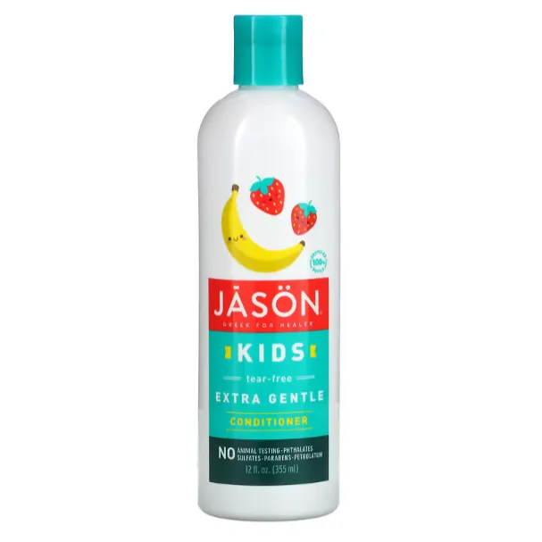 Детский нежный кондиционер для волос Jason Natural без слез с ароматом клубники и банана 355 мл