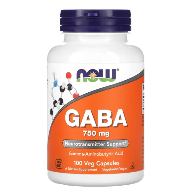 ГАМК (GABA) с витамином B6 Now Foods 750 мг в капсулах 100 шт.