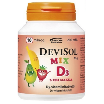 Витамин D3 DeviSol Mix 10 мкг в таблетках с фруктовым вкусом 200 шт.