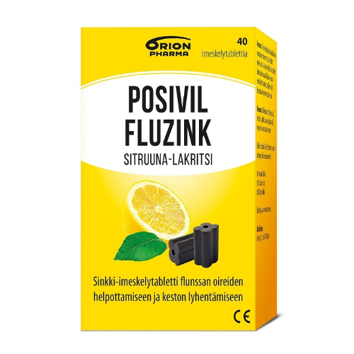 Posivil Fluzink (Позивил Флуцинк) таблетки для рассасывания от гриппа и простуды,  лимонно-лакричные 40 шт.