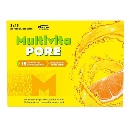 Мультивитамины Multivita Pore шипучие таблетки со вкусом апельсина 45 шт.