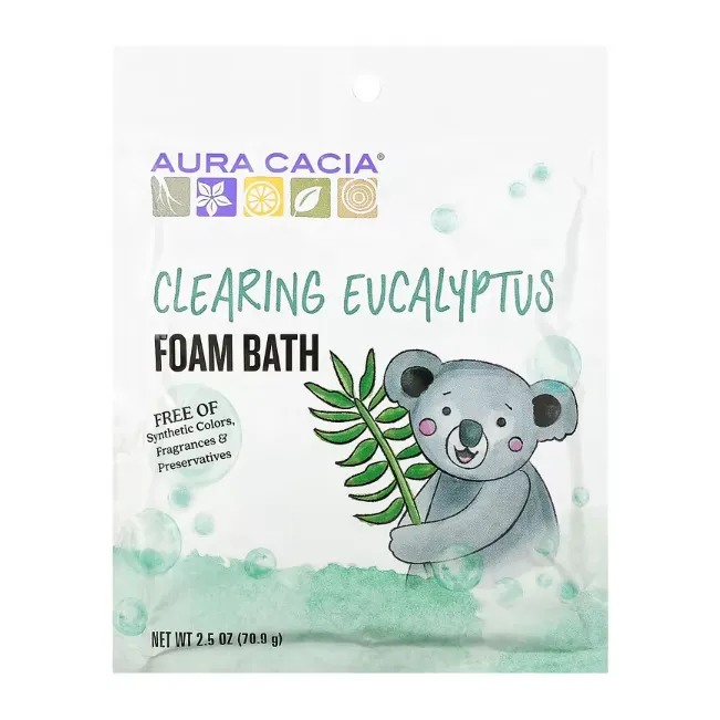 Детская очищающая пена для ванны Aura Cacia эвкалипт с эфирными маслами в гранулах 70,9 г