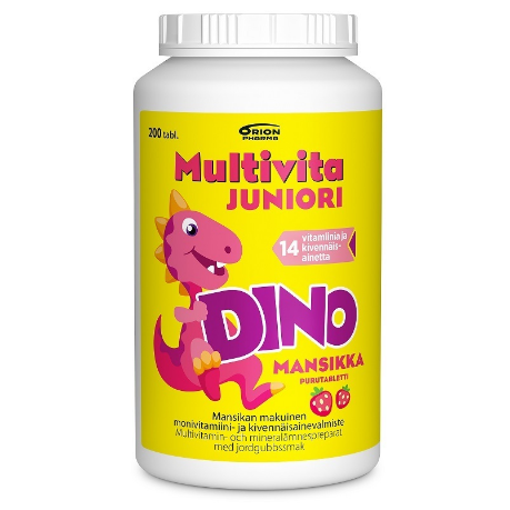 Мультивитамины Multivita Dino Junior с клубничным вкусом 200 шт.