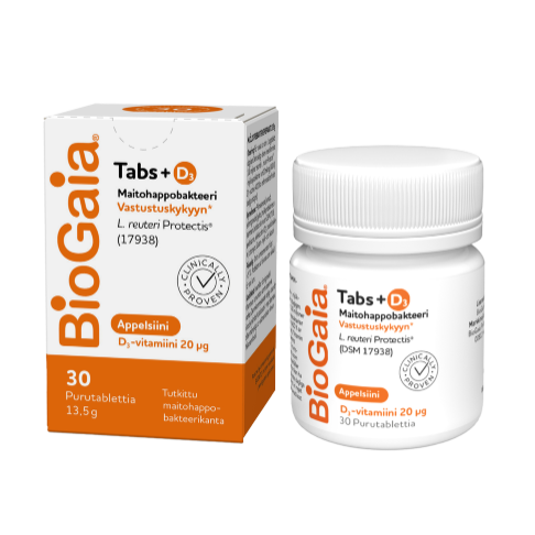 Молочно - кислые бактерии BioGaia Tabs+D3 со вкусом апельсина в таблетках 30 шт.
