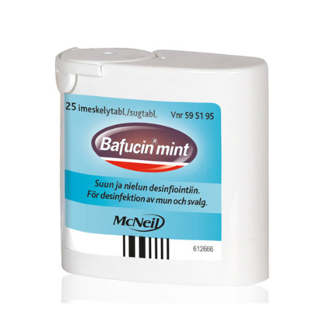 Bafucin mint для лечения боли в горле пастилки, Bafucin mint таблетки для лечения боли в горле (пастилки) 25таб., Бафуцин
