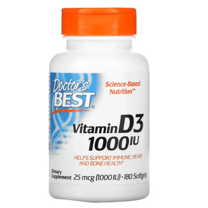 Витамин D3 Doctor's Best 25 мкг (1000 IU) в капсулах 180 шт.