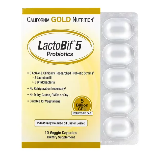 Пробиотик LactoBif California Gold Nutrition 5 миллиардов КОЕ в капсулах 10 шт.