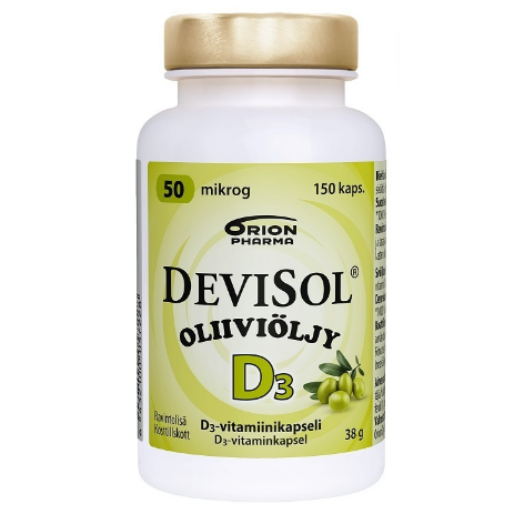 Витамин D3 с оливковым маслом DeviSol 50 мкг в капсулах 150 шт.