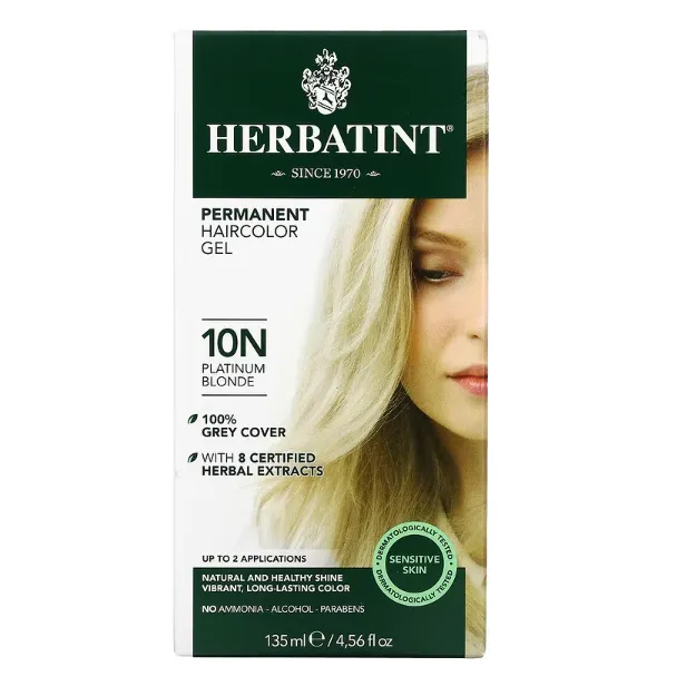 Гель - краска для волос Herbatint 10N платиновый блонд 135 мл