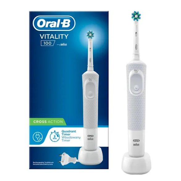 Электрическая зубная щетка Oral-B Vitality 100 Cross Action белая, Oral-B Vitality 100 Cross Action, Oral-B