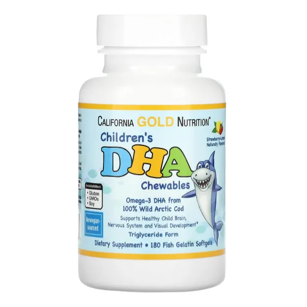 Омега-3 жирные кислоты для детей California Gold Nutrition со вкусом клубники и лимона в капсулах 180 шт.