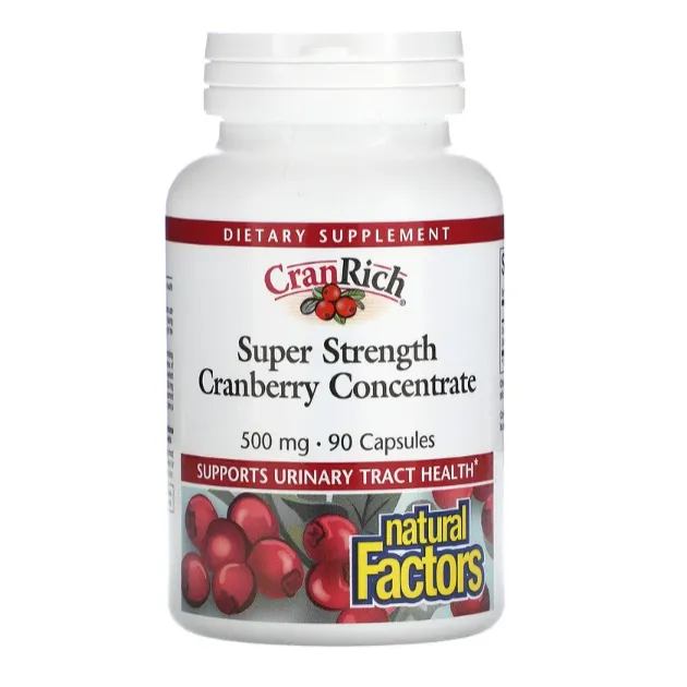 Концентрат клюквы CranRich Natural Factors 500 мг для здоровья органов мочевыделительной системы в капсулах 90 шт.
