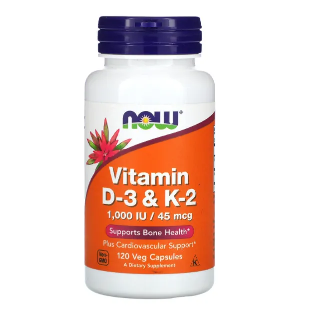 Витамины D3 и K2 Now Foods в капсулах 120 шт.