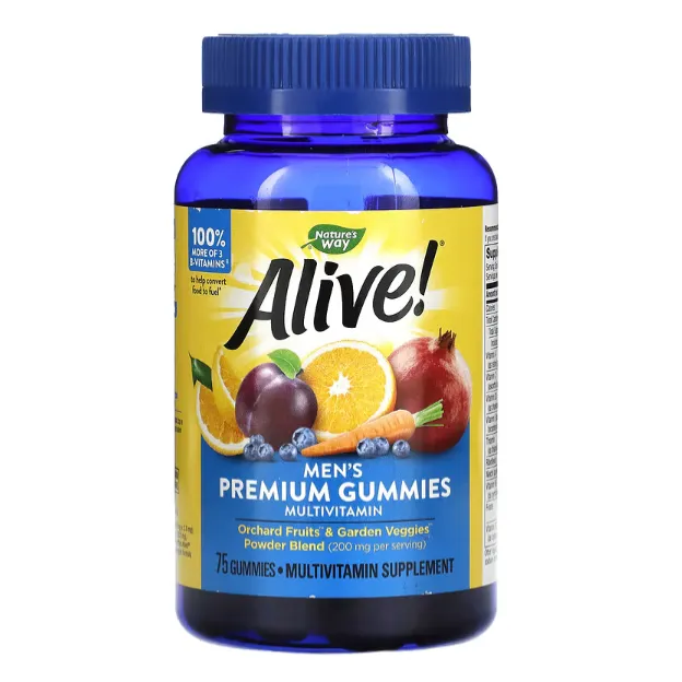 Мультивитамины для мужчин Alive Nature's Way с фруктовым вкусом 75 шт.