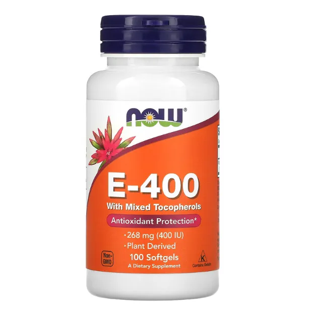 Витамин E-400 со смешанными токоферолами Now Foods 268 мг (400 ме) в капсулах 100 шт.