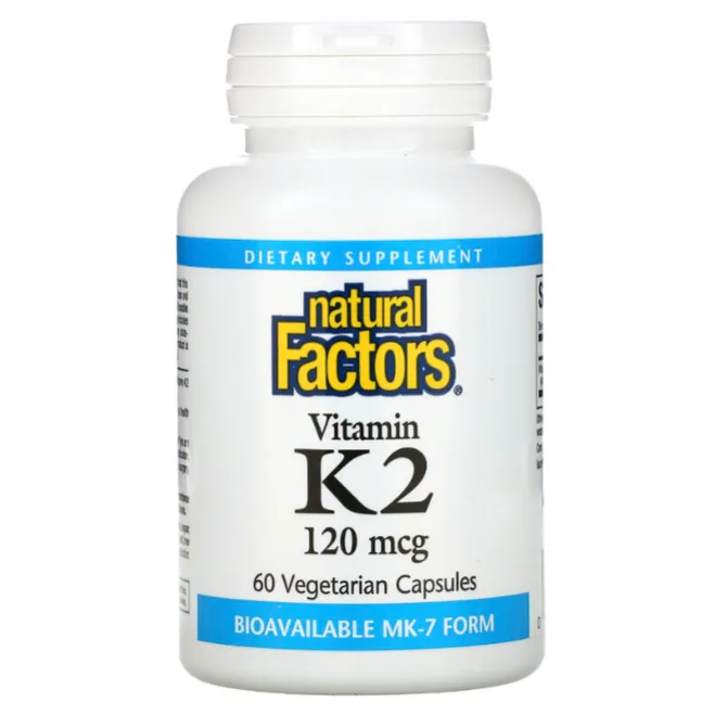 Витамин K2 Natural Factors 120 мкг для здоровья костей и сосудов в капсулах 60 шт.