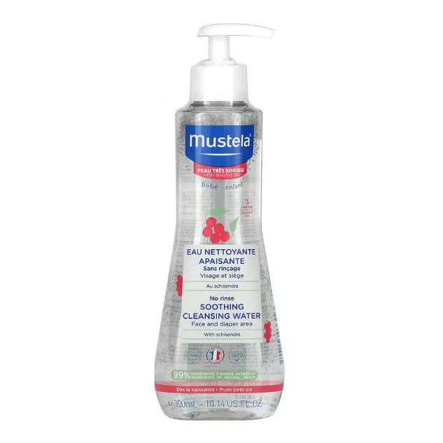 Очищающее и успокаивающее средство не требующее смывания Mustela для очень чувствительной кожи с лимонником 300 мл