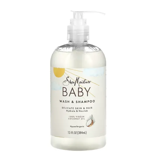Детское мыло - шампунь SheaMoisture с кокосовым маслом, душистым горошком и мурумуру 384 мл