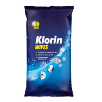 Салфетки для уборки ванной комнаты Klorin с эффектом отбеливания 90шт