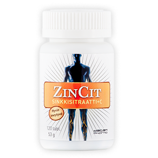 Цинк + витамин С + экстракт шиповника Zincit sinkkisitraatti в таблетках 120 шт. 