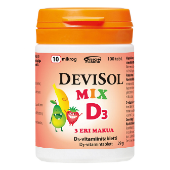 Витамин D3 DeviSol Mix 10 мкг в таблетках с фруктовым вкусом 100 шт.