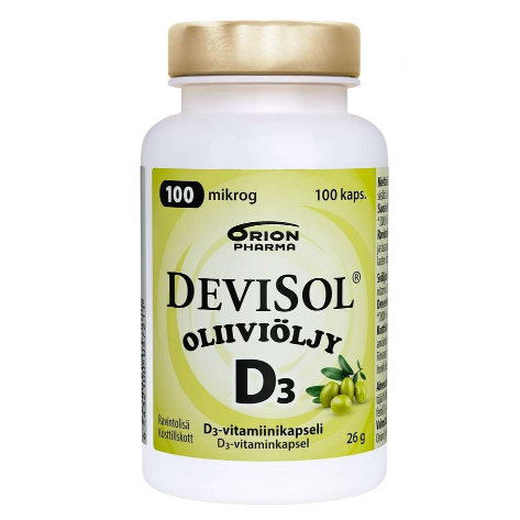 Витамин D3 с оливковым маслом DeviSol 100 мкг в капсулах 100 шт.