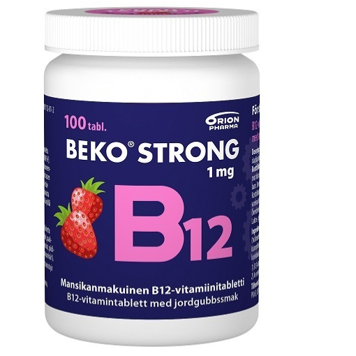 Витамины со вкусом клубники Beko Strong усиленные В12 в таблетках 100 шт.