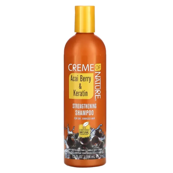 Укрепляющий шампунь для сухих и поврежденных волос Creme Of Nature с кератином и ягодами асаи 354 мл