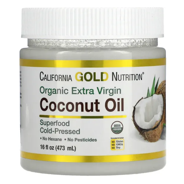 Органическое кокосовое масло первого холодного отжима California Gold Nutrition 473 мл