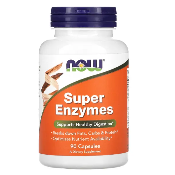 Комплекс ферментов Super Enzymes Now Foods поддерживающий здоровое пищеварение в капсулах 90 шт.