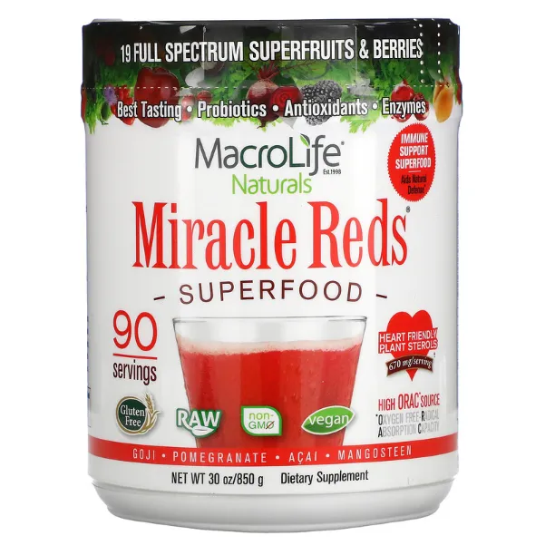 Пищевая добавка Miracle Reds Macrolife Naturals с антиоксидантами для сердца 850 г